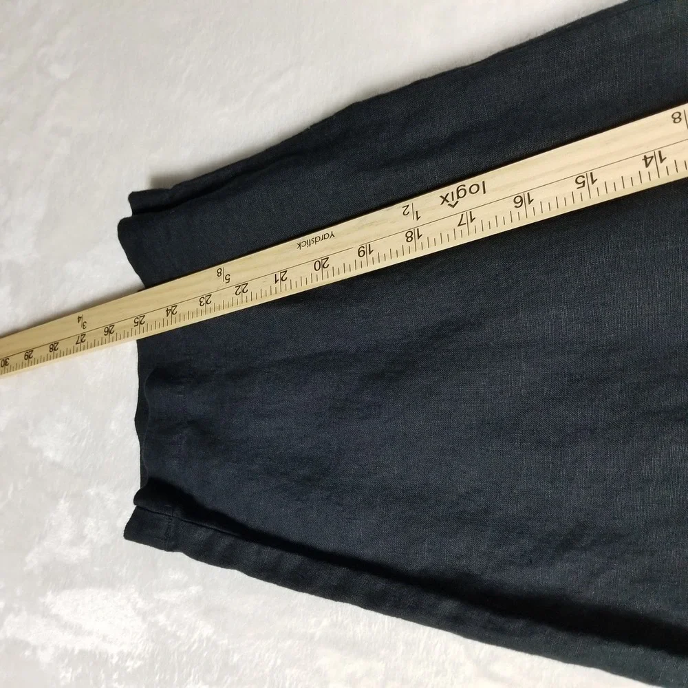 Quince Linen Pants Women XL Black Elastic Waist Tapered Relaxed Sustainable
